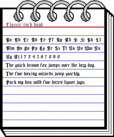 Classic rock band Regular animated font preview