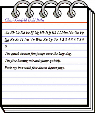 ClassicGarfeld Bold Italic animated font preview