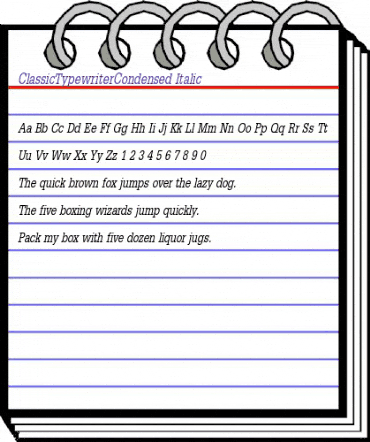 ClassicTypewriterCondensed Italic animated font preview