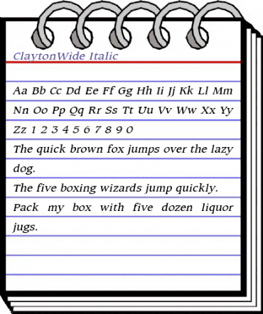 ClaytonWide Italic animated font preview