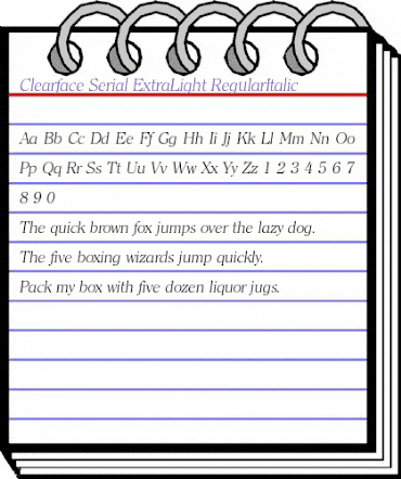 Clearface-Serial-ExtraLight RegularItalic animated font preview