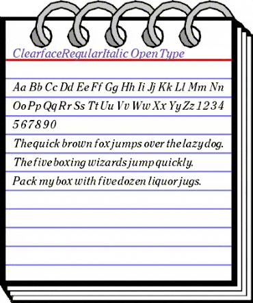 Clearface RegularItalic animated font preview