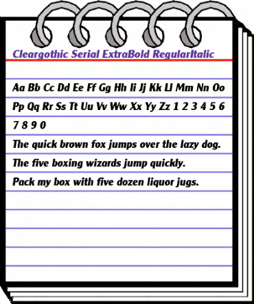 Cleargothic-Serial-ExtraBold RegularItalic animated font preview