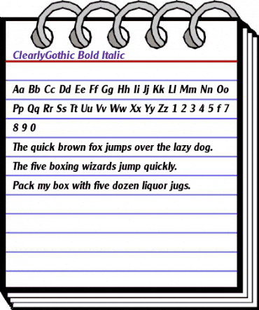 ClearlyGothic Bold Italic animated font preview