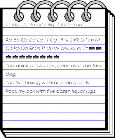 Codec Cold ExtraLight Italic animated font preview