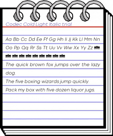 Codec Cold Light Italic animated font preview