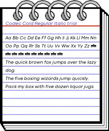 Codec Cold Italic animated font preview