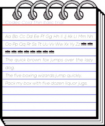 Codec Cold Thin Italic animated font preview