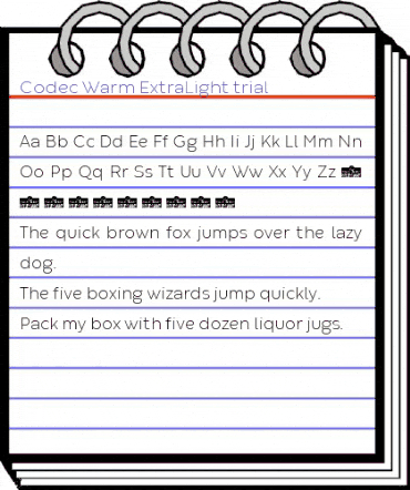 Codec Warm Trial ExtraLight animated font preview