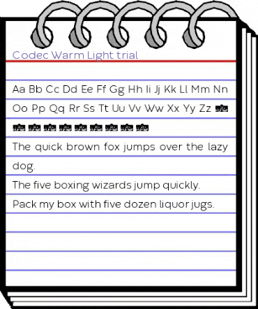 Codec Warm Trial Light animated font preview