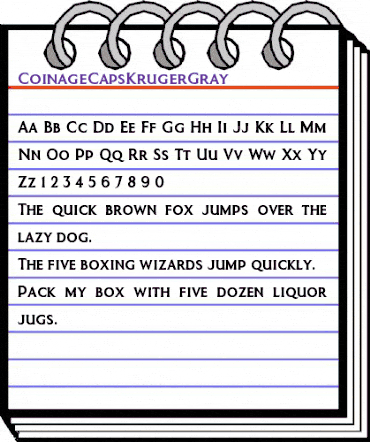 Coinage Caps Kruger Gray Regular animated font preview