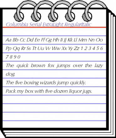 Columbia-Serial-ExtraLight RegularItalic animated font preview Columbia-Serial-ExtraLight RegularItalic animated font preview