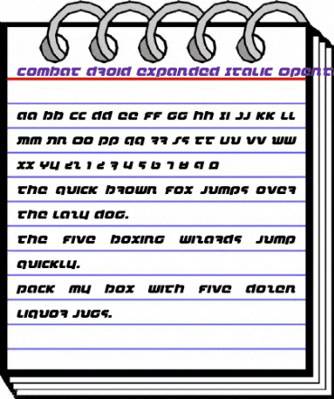 Combat Droid Expanded Italic Expanded Italic animated font preview Combat Droid Expanded Italic Expanded Italic animated font preview