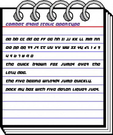 Combat Droid Italic Italic animated font preview