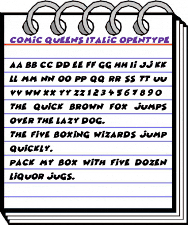 Comic Queens Italic animated font preview