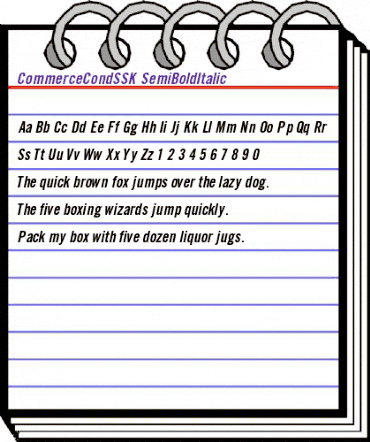 CommerceCondSSK SemiBoldItalic animated font preview