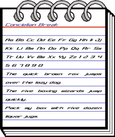 Concielian Break Regular animated font preview
