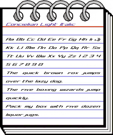 Concielian Light Italic Light Italic animated font preview