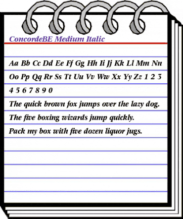 ConcordeBE-Medium MediumItalic animated font preview