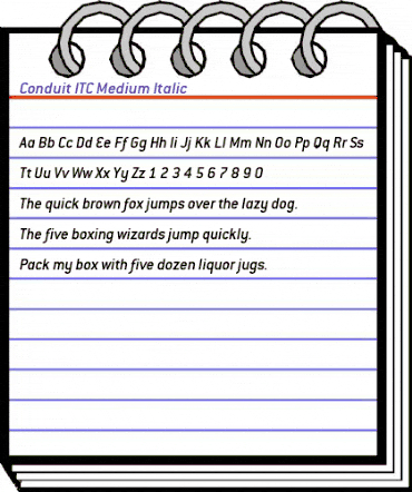 Conduit ITC Medium Italic animated font preview