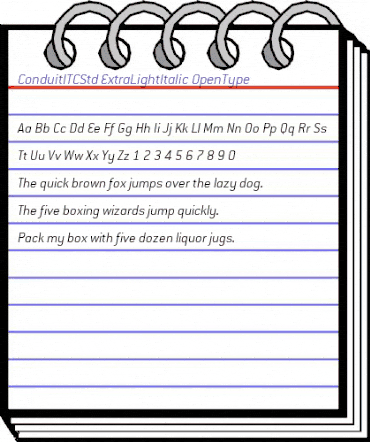 ConduitITCStd ExtraLightItalic animated font preview