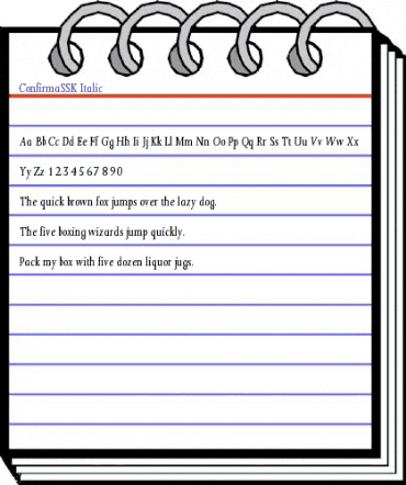 ConfirmaSSK Italic animated font preview ConfirmaSSK Italic animated font preview