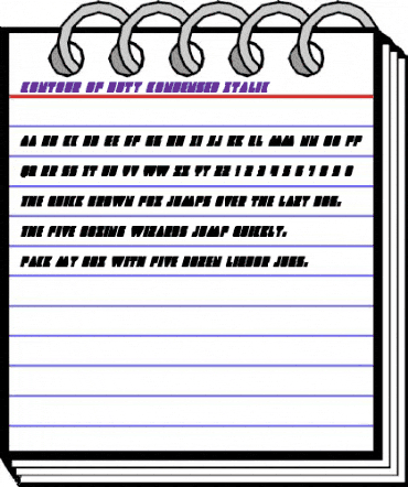 Contour of Duty Condensed Italic Condensed Italic animated font preview