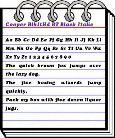 Cooper BlkItHd BT Black Italic animated font preview Cooper BlkItHd BT Black Italic animated font preview