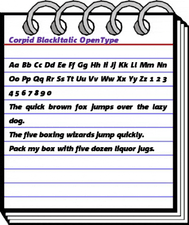 Corpid Black Italic animated font preview Corpid Black Italic animated font preview