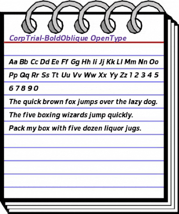 Corp Trial Bold Italic animated font preview