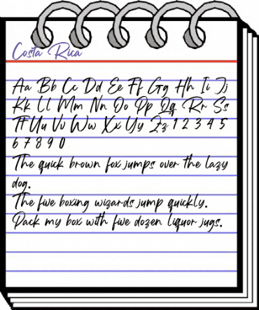 Costa Rica Regular animated font preview