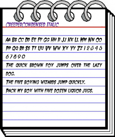 CreeperCondensed Italic animated font preview
