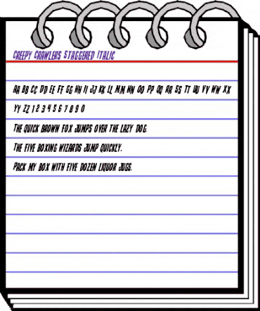 Creepy Crawlers Staggered Italic Italic animated font preview