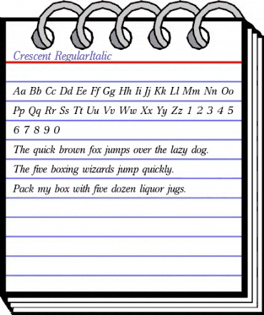 Crescent RegularItalic animated font preview