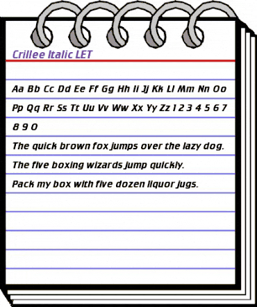 Crillee Italic LET Regular animated font preview