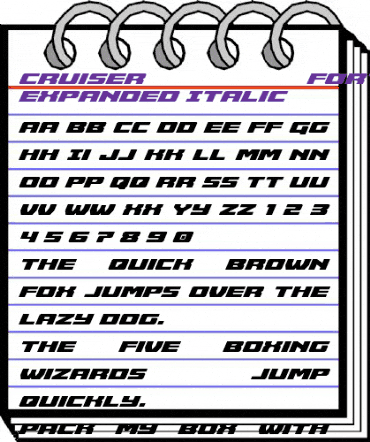 Cruiser Fortress Expanded Italic Expanded Italic animated font preview