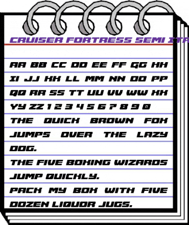 Cruiser Fortress Semi-Italic Semi-Italic animated font preview Cruiser Fortress Semi-Italic Semi-Italic animated font preview