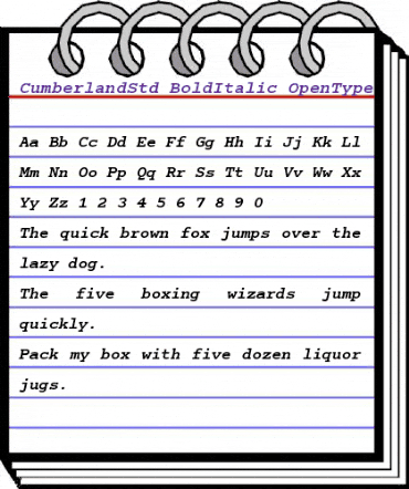 Cumberland Std Bold Italic animated font preview