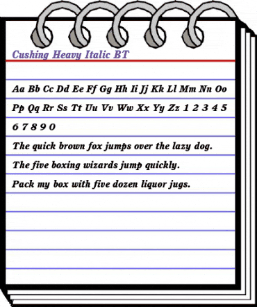 Cushing Hv BT Heavy Italic animated font preview Cushing Hv BT Heavy Italic animated font preview