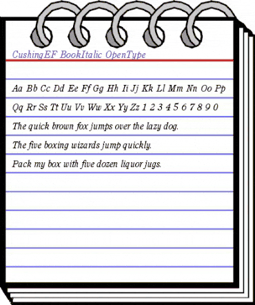 CushingEF-BookItalic Regular animated font preview
