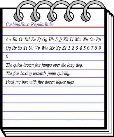 CushingNova RegularItalic animated font preview