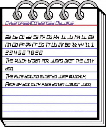 CyberspeakCondensed Oblique animated font preview