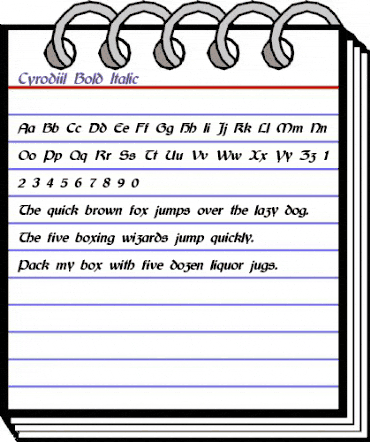 Cyrodiil Bold Italic animated font preview