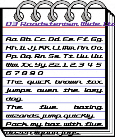 D3 Roadsterism Wide Italic Regular animated font preview