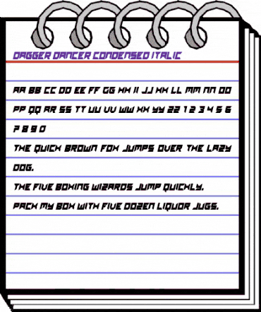 Dagger Dancer Condensed Italic Regular animated font preview