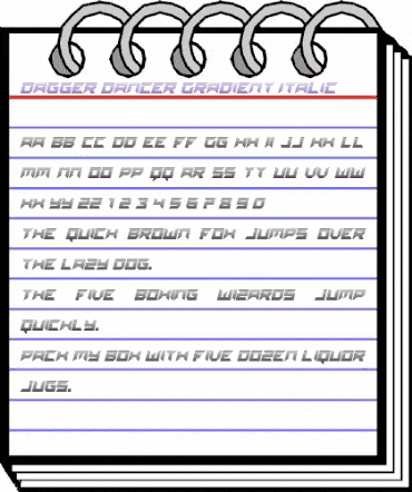 Dagger Dancer Gradient Italic Regular animated font preview