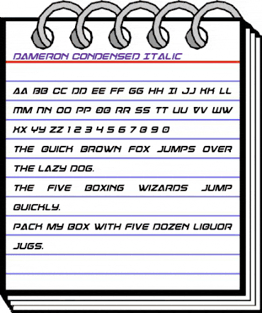 Dameron Condensed Italic Condensed Italic animated font preview