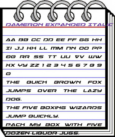Dameron Expanded Italic Expanded Italic animated font preview Dameron Expanded Italic Expanded Italic animated font preview