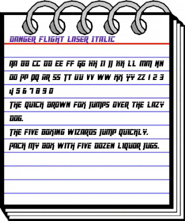 Danger Flight Laser Italic Italic animated font preview