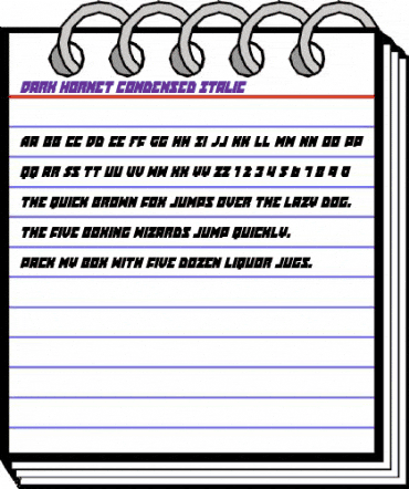 Dark Hornet Condensed Italic Regular animated font preview